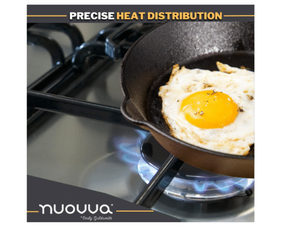 nuovva Pre-Seasoned Cast Iron Skillet Frying Pans Oven Safe Cookware for Indoor & Outdoor Use - Grill, StoveTop, Black (3-Piece Chef Set 6-Inch 15cm, 8-Inch 20cm, 10-Inch 25cm) - Image 5
