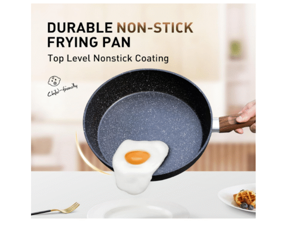 DishDelight 12 Piece Non-Stick Pots and Pans Set, Nonstick Induction Granite-Coated Cookware Set, Nonstick Saucepan Set, Black - Image 3
