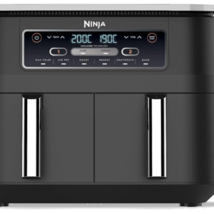 Ninja Foodi Dual Zone Digital Air Fryer, 2 Drawers, 7.6L, 6-in-1, Uses No Oil, Air Fry, Max Crisp, Roast, Bake, Reheat, Dehydrate, Cooks 4-6 Portions, Non-Stick, Dishwasher Safe Baskets, Black AF300UK